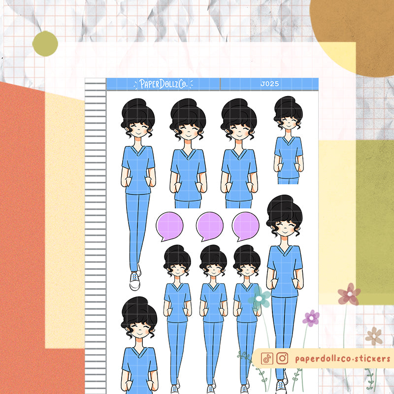 PaperDollzCo Scrubs Planner Sticker | J025a