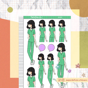 PaperDollzCo Scrubs Planner Sticker | J025b