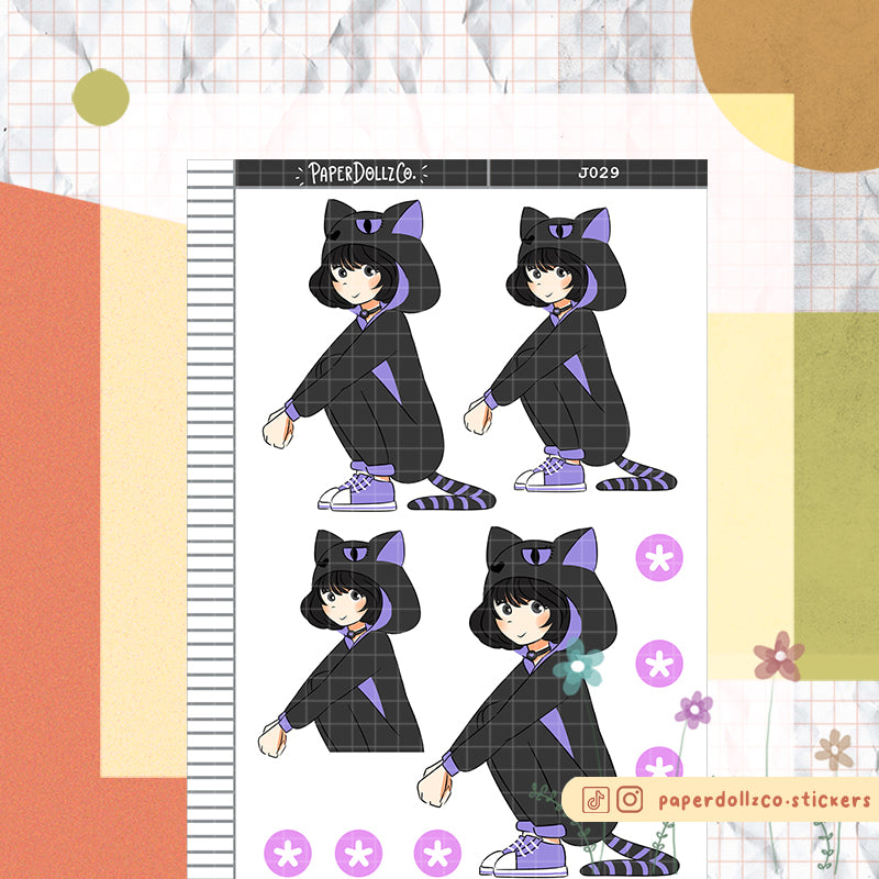 PaperDollzCo Cat Onesie Planner Sticker | J029b