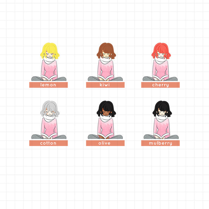 PaperDollzCo Bookworm Planner Sticker | J041a