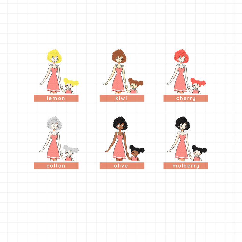 PaperDollzCo Mother and Daughter Planner Sticker | J047b