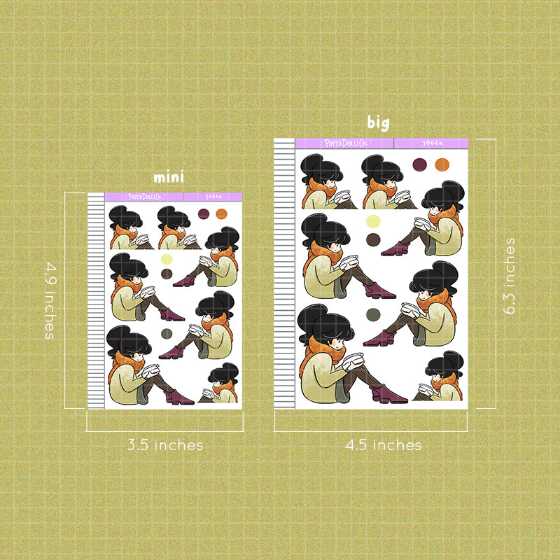PaperDollzCo Reading Autumn Planner Sticker | J064a