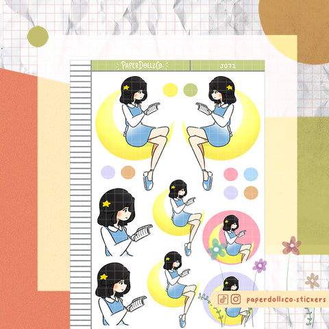 PaperDollzCo Moon Reader Planner Sticker | J071