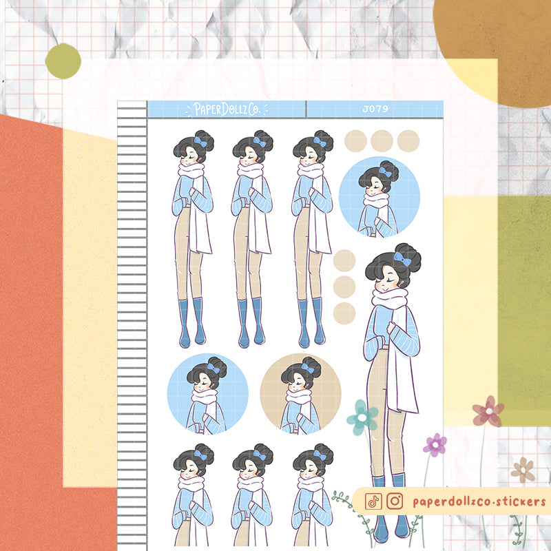 PaperDollzCo Winter Blue Planner Sticker | J079