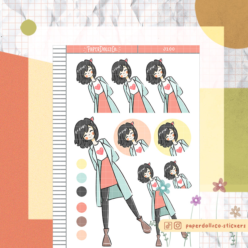 PaperDollzCo Travel Girl Planner Sticker | J100