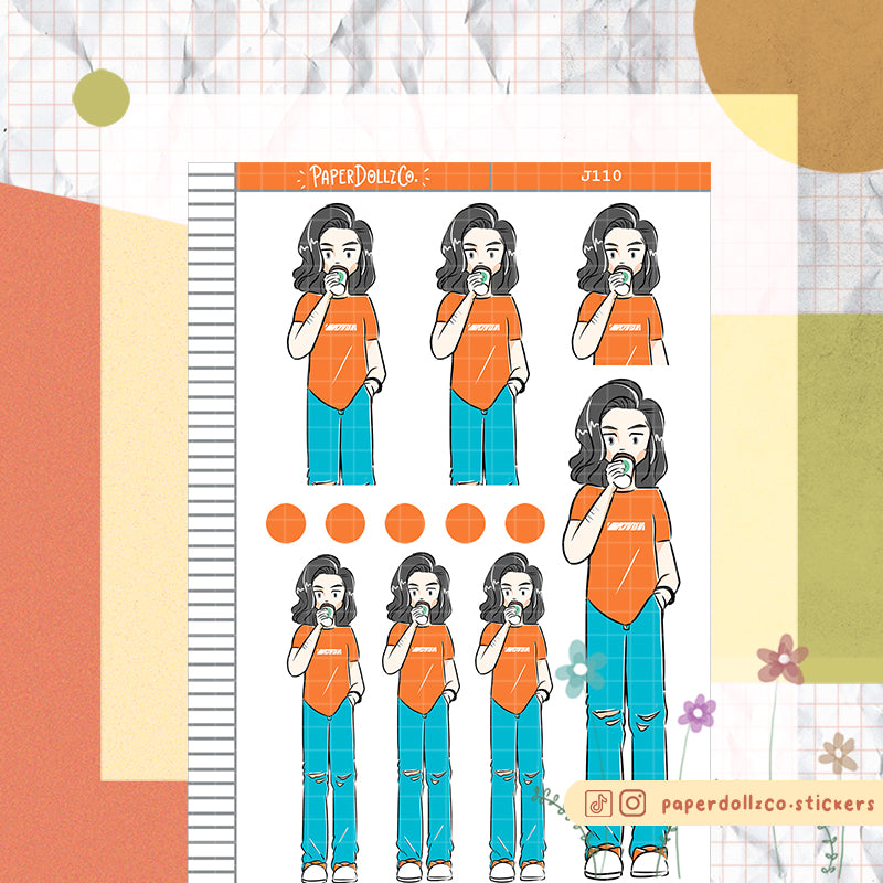 PaperDollzCo Coffee Buddy Planner Sticker | J110