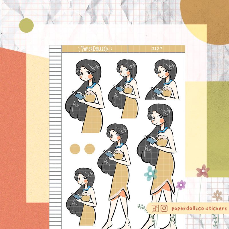 PaperDollzCo Native American Lady Planner Sticker | J127