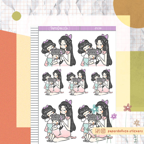 PaperDollzCo Mother and Daughters Planner Sticker | J136