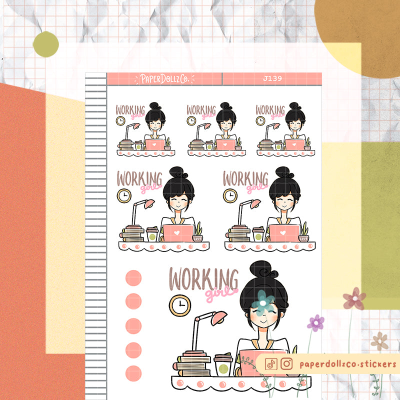 PaperDollzCo Working Girl Planner Sticker | J139