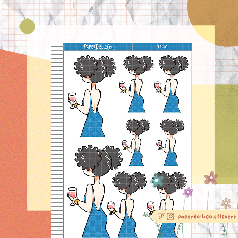 PaperDollzCo Wine Day Planner Sticker | J140