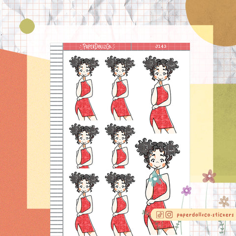 PaperDollzCo Red Dress Planner Sticker | J143
