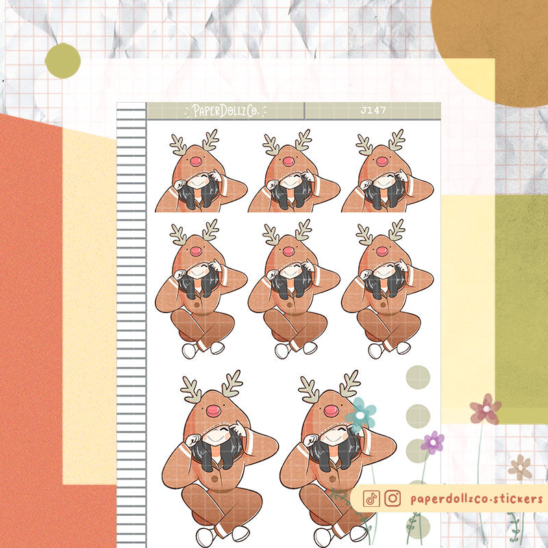 PaperDollzCo Reindeer Onesie Planner Sticker | J147