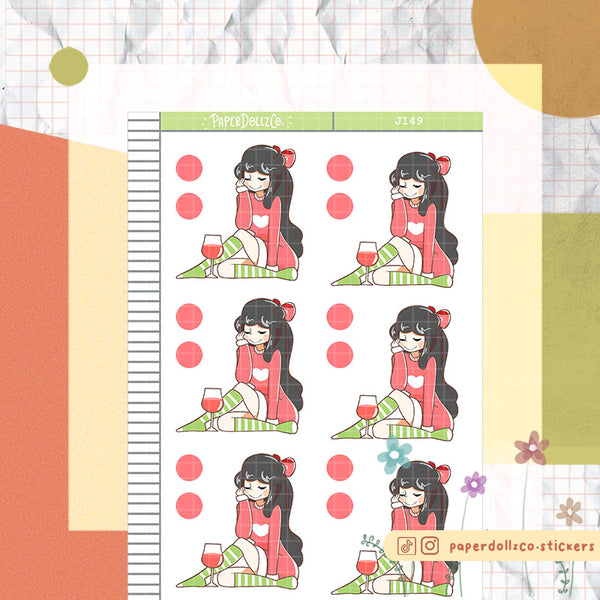 PaperDollzCo Wine Christmas Planner Sticker | J149