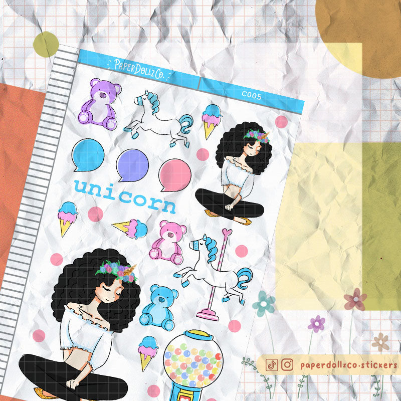 Unicorn Collection PaperDollzCo Planner Sticker | C005