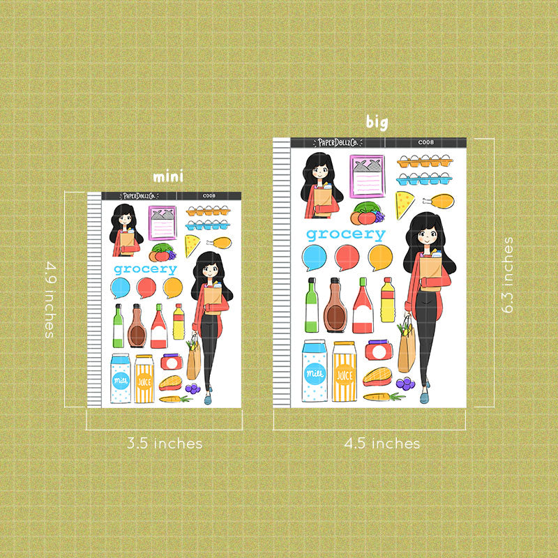 Grocery Collection PaperDollzCo Planner Sticker | C008