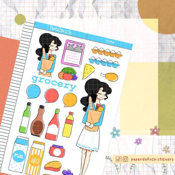 PaperDollzCo Grocery Planner Sticker | C008b