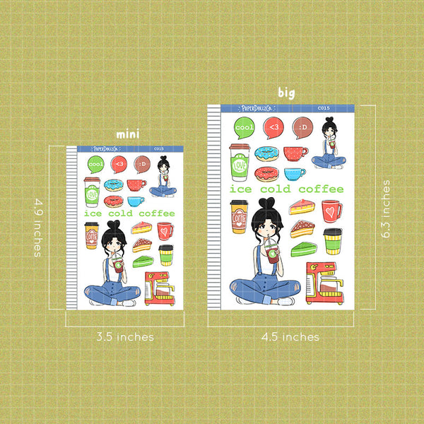 PaperDollzCo Ice Cold Coffee Planner Sticker | C015b