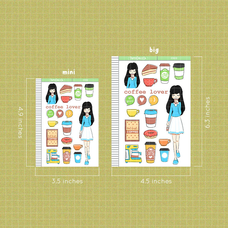 Coffee Lover Collections PaperDollzCo Planner Sticker | C022