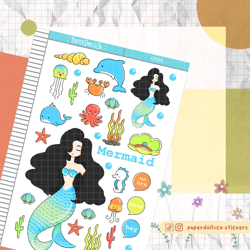 Mermaid Collections PaperDollzCo Planner Sticker | C025