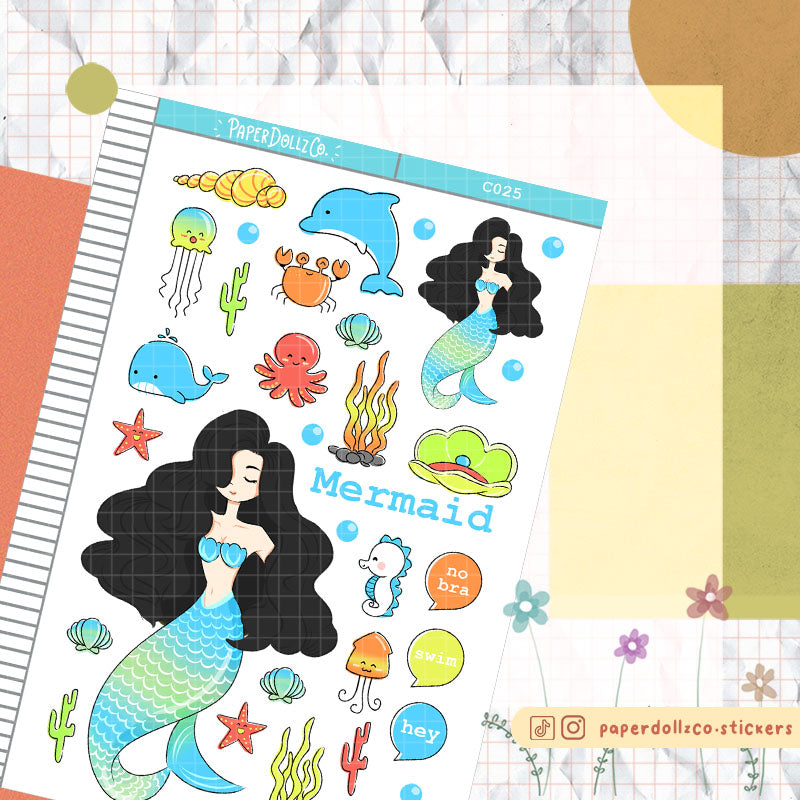 PaperDollzCo Mermaid Planner Sticker | C025a