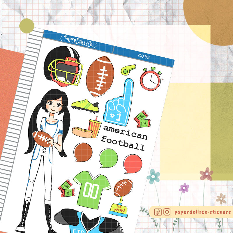 American Foot Ball PaperDollzCo Planner Sticker | C035