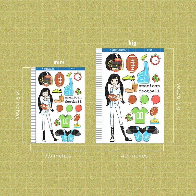 American Foot Ball PaperDollzCo Planner Sticker | C035