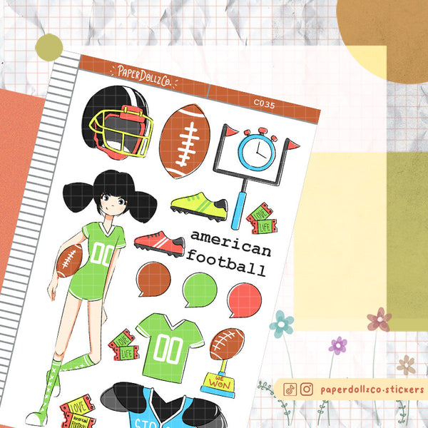 PaperDollzCo American Foot Ball Planner Sticker | C035b