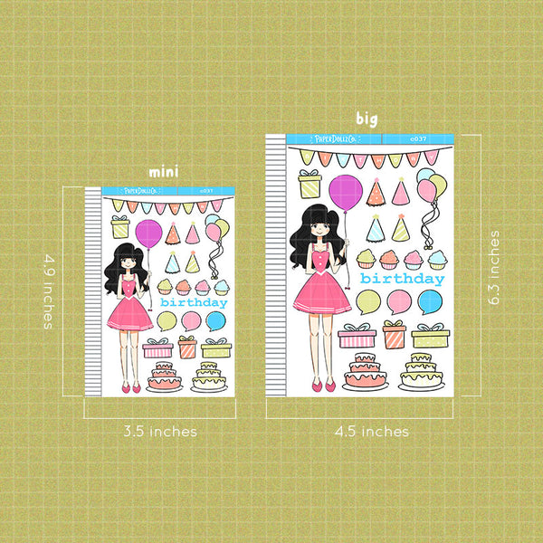 Birthday Collections PaperDollzCo Planner Sticker | C037