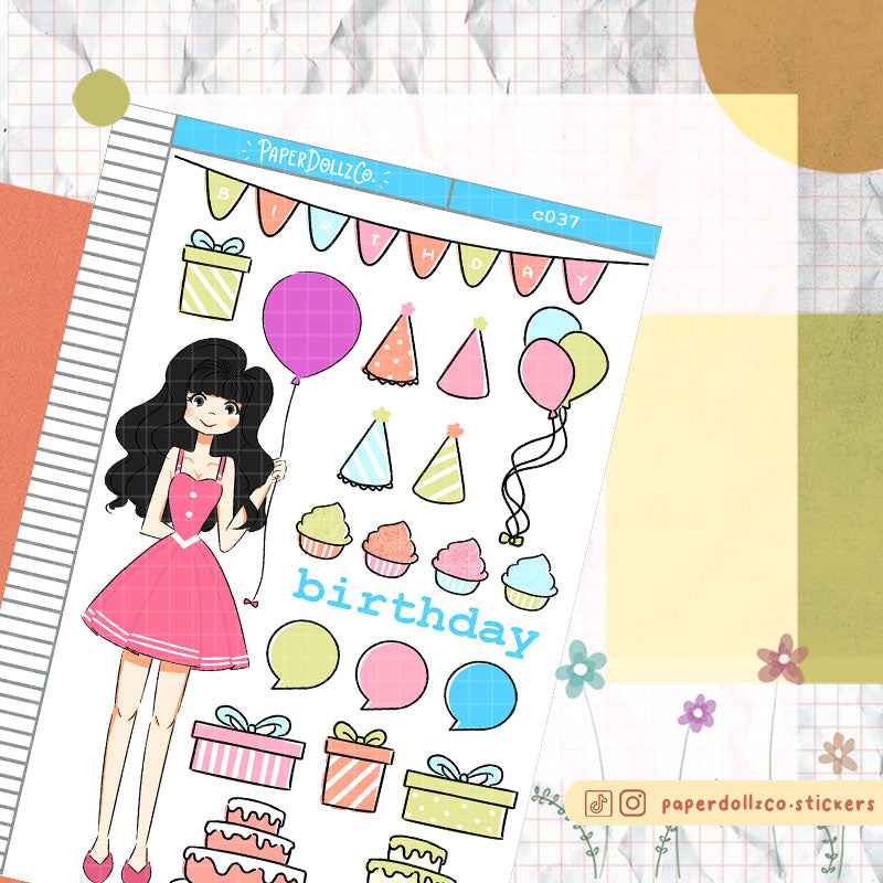 Birthday Collections PaperDollzCo Planner Sticker | C037