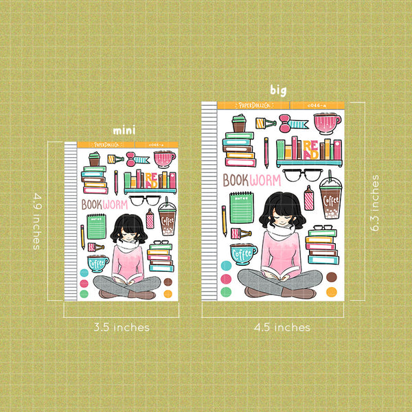 PaperDollzCo Bookworm Planner Sticker | C046a