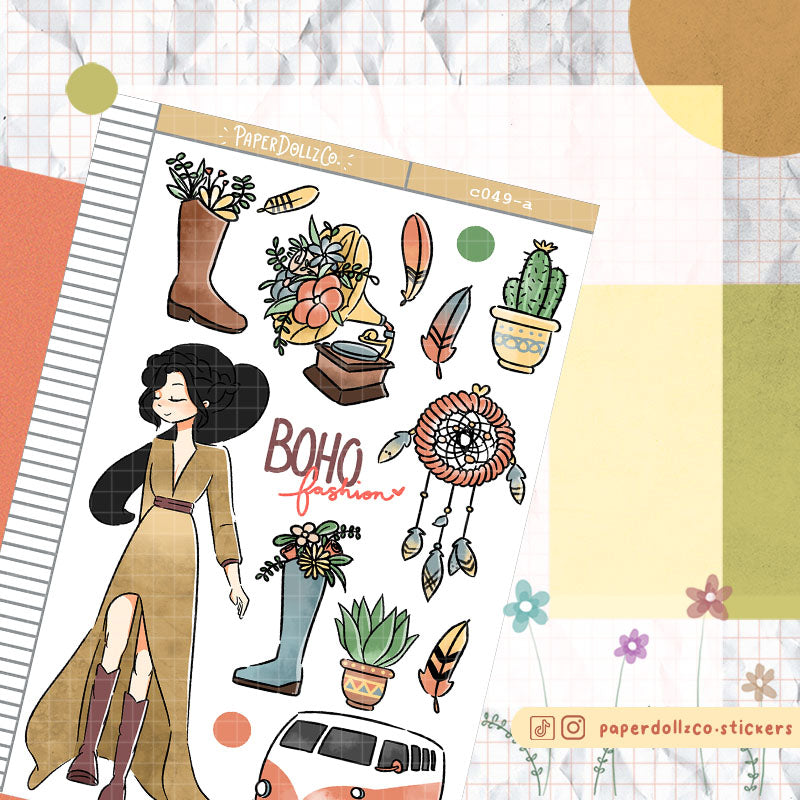 PaperDollzCo Boho Planner Sticker | C049a