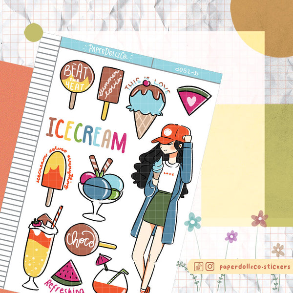 PaperDollzCo Ice Cream Planner Sticker | C051b