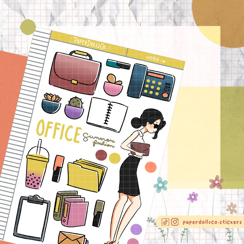 PaperDollzCo Summer Office Fashion Planner Sticker | C052a