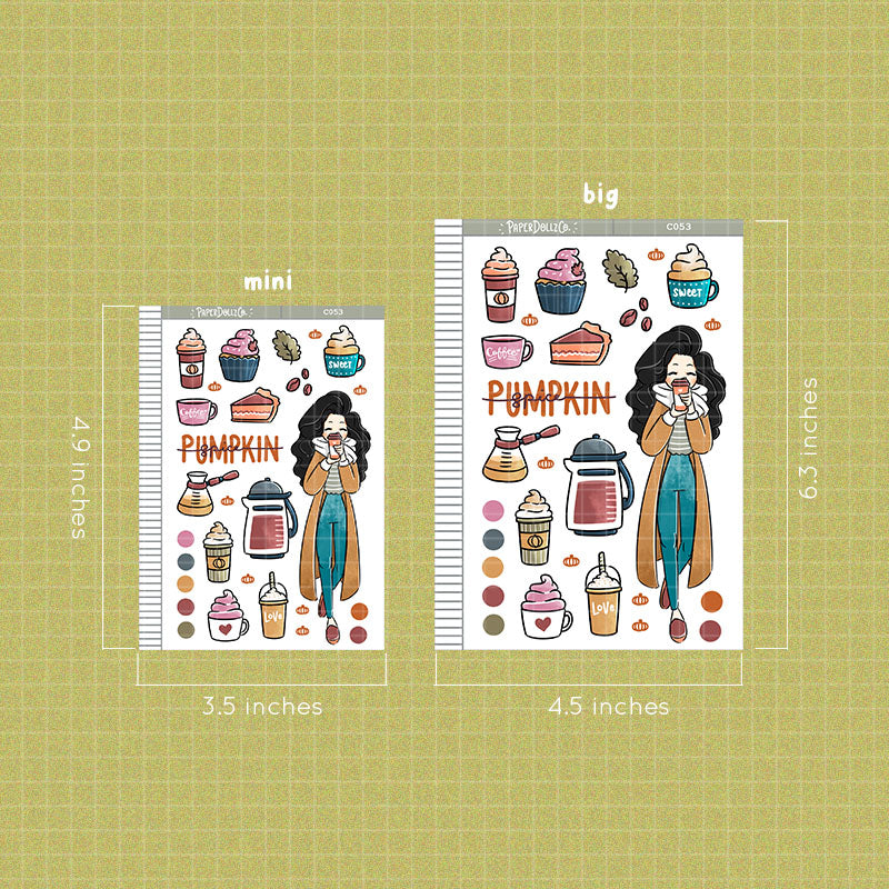Pumpkin Spice Collections PaperDollzCo Planner Sticker | C053