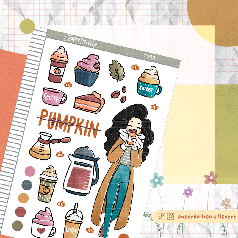 Pumpkin Spice Collections PaperDollzCo Planner Sticker | C053