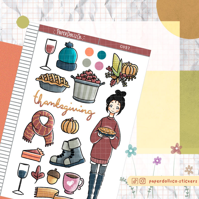 Thanksgiving Collections PaperDollzCo Planner Sticker | C057