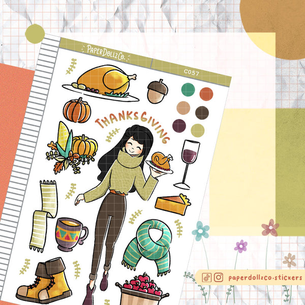 PaperDollzCo Thanksgiving Planner Sticker | C057b