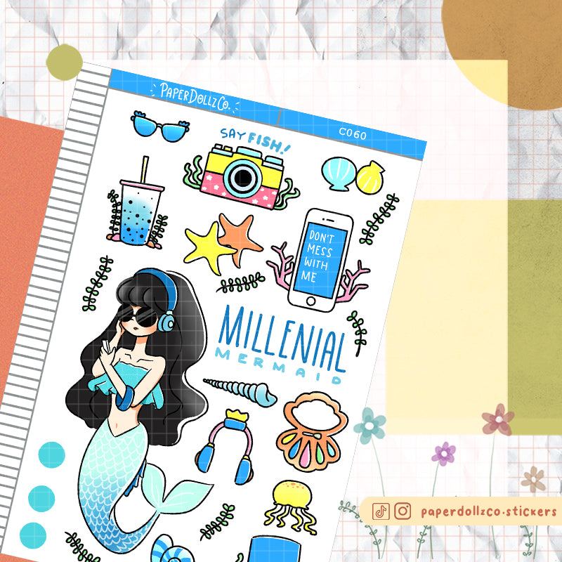 Millenial Mermaid Collections PaperDollzCo Planner Sticker | C060