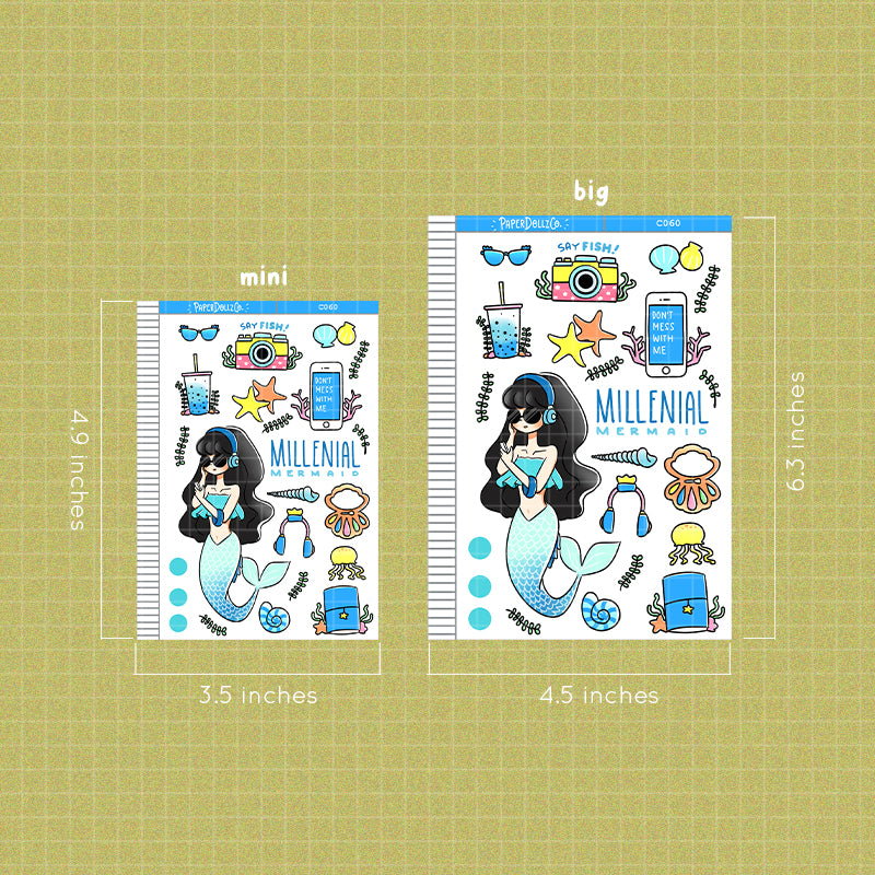 Millenial Mermaid Collections PaperDollzCo Planner Sticker | C060