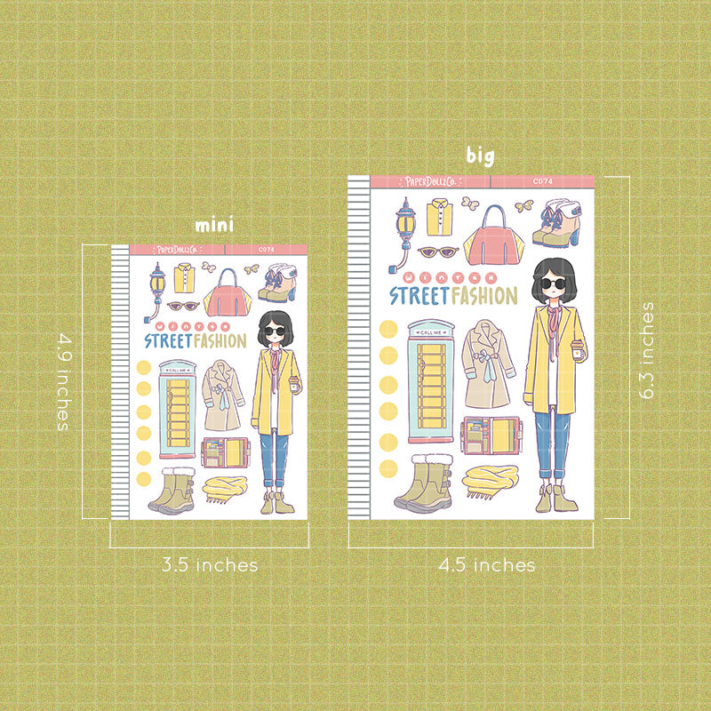 Winter Street Fashion Collections PaperDollzCo Planner Sticker | C074