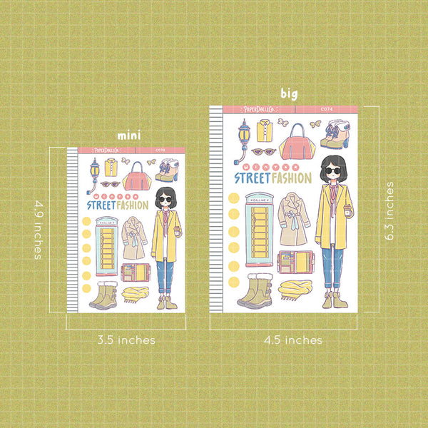 PaperDollzCo Winter Street Fashion Planner Sticker | C074