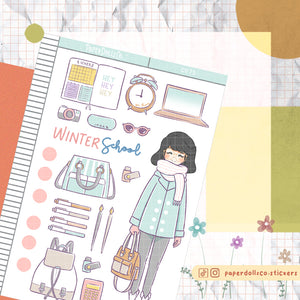 PaperDollzCo Winter School Planner Sticker | C075