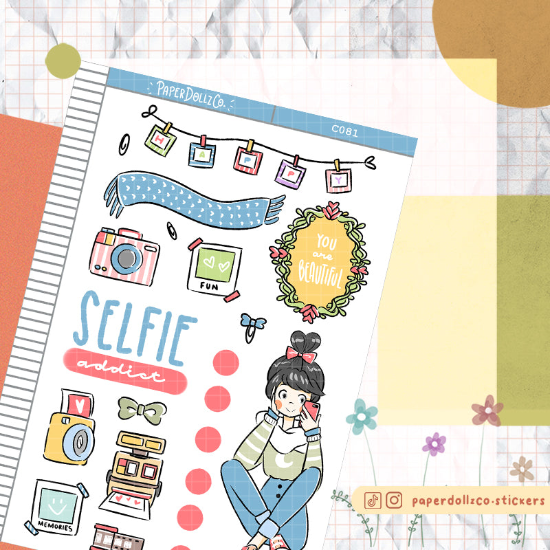 Selfie Addict Collections PaperDollzCo Planner Sticker | C081