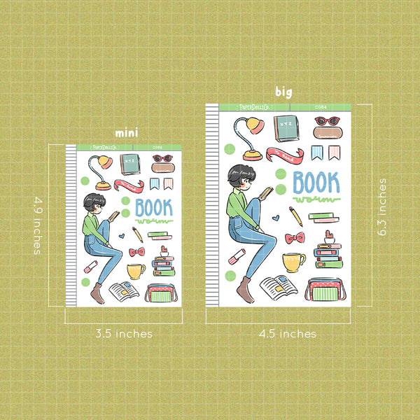 PaperDollzCo Book Worm Planner Sticker | C084