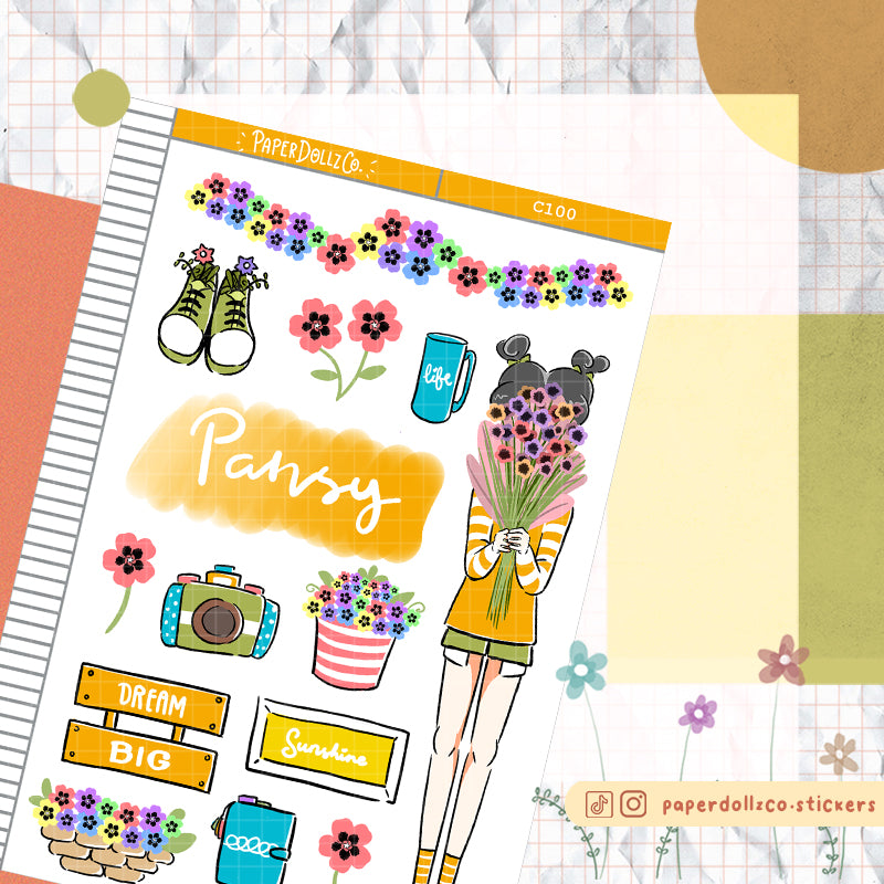 PaperDollzCo Pansy Planner Sticker | C100