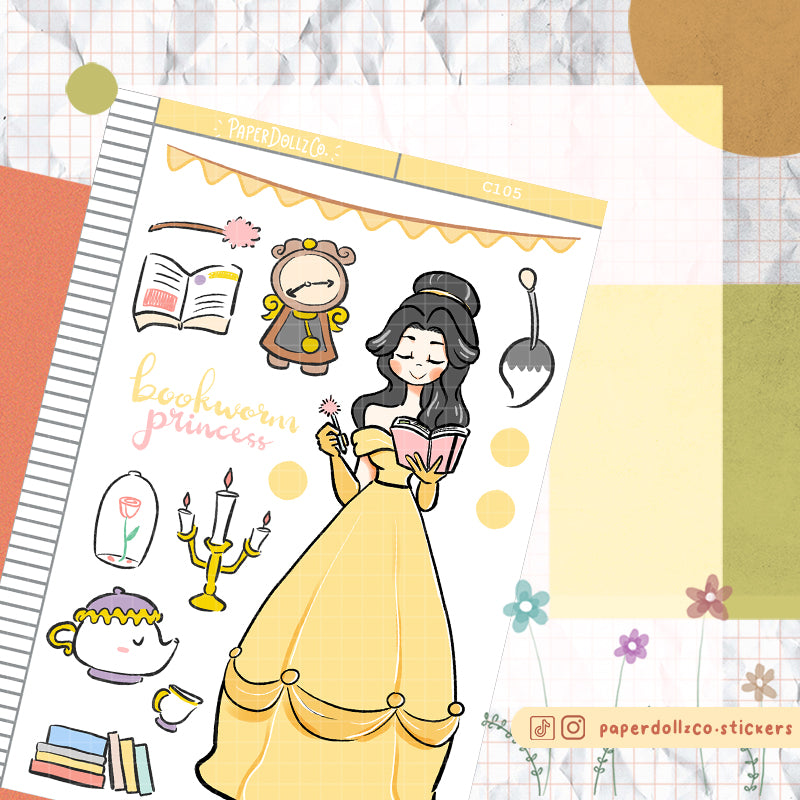 PaperDollzCo Bookworm Princess Planner Sticker | C105