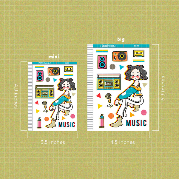 PaperDollzCo 90's Music Planner Sticker | C129