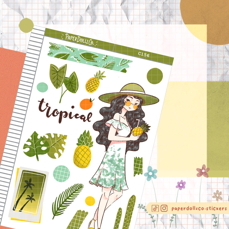 Tropical Summer PaperDollzCo Planner Sticker | C156