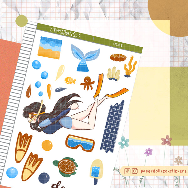 PaperDollzCo Deep Sea Summer Planner Sticker | C158