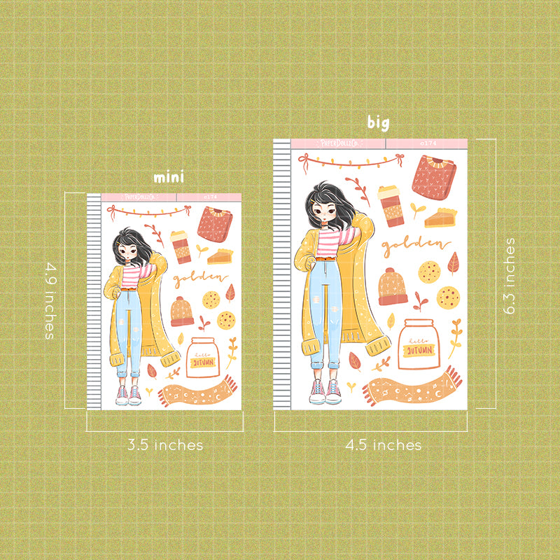 Golden Fall Collections PaperDollzCo Planner Sticker | C174